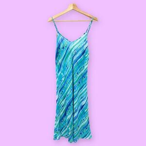 California Dynasty SMALL VINTAGE Sheer Blue Sheath Dress Summer Swim Cover Up